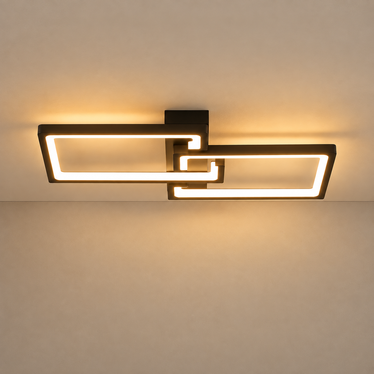 Modern Interlocking Rectangle Flush Mount Ceiling Light – Dimmable LED Ceiling Fixture for Bedroom, Living Room & Dining Room