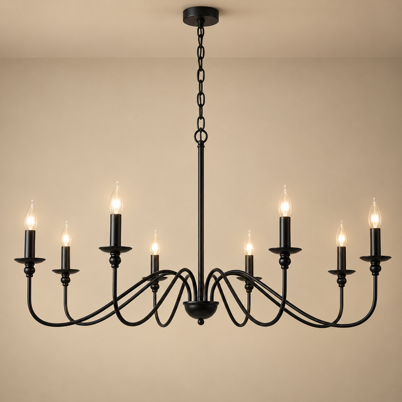 Farmhouse Candelabra Chandelier – 6-Arm Ceiling Fixture for Dining Room, Living Room & Entryway