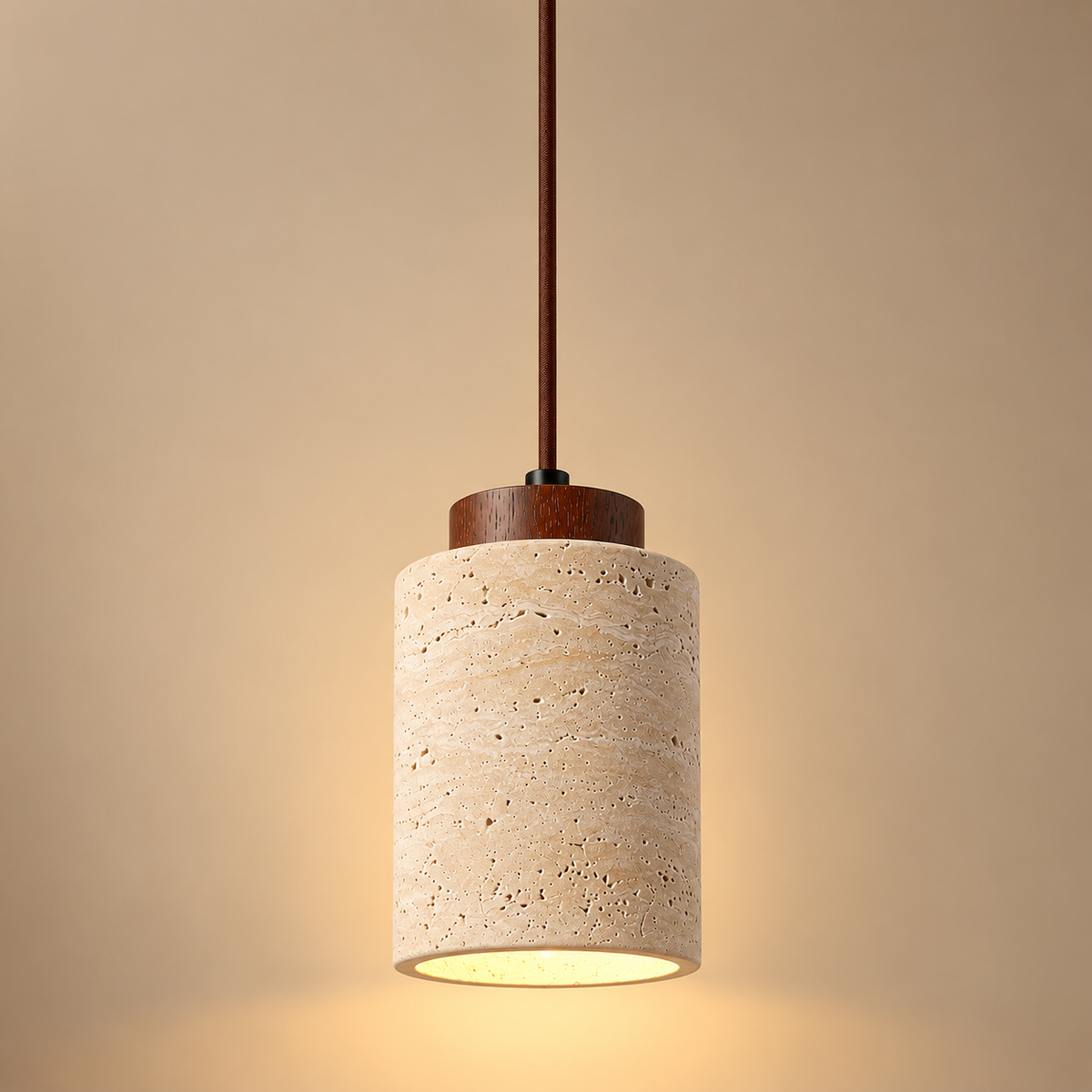 Wabi-Sabi Travertine Stone Pendant Chandelier – Minimalist Hanging Ceiling Light for Bedroom, Dining Room & Bar