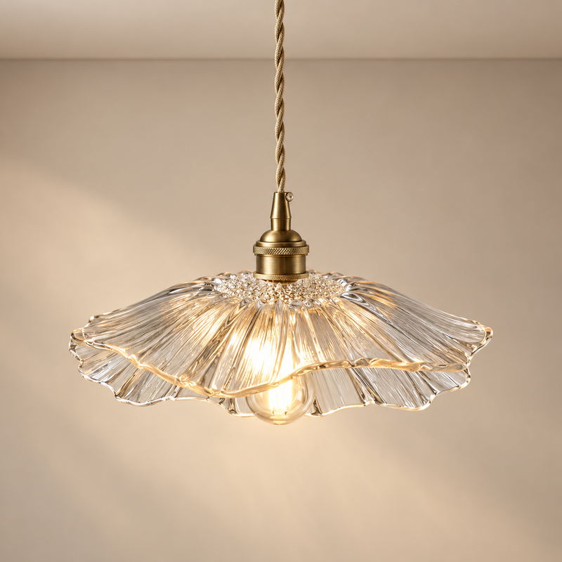 Nordic Vintage Flower Glass Pendant Chandelier – Floral Ceiling Light for Bedroom, Kitchen & Living Room