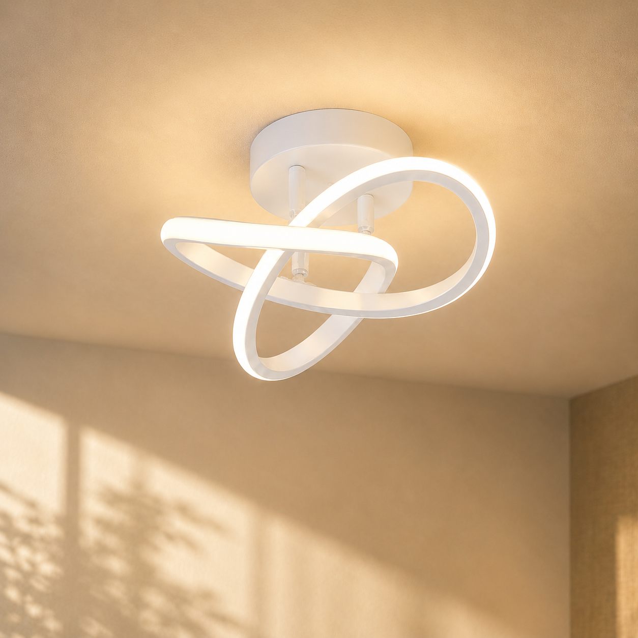 Modern Clover Knot Semi Flush Mount Ceiling Light – LED Ceiling Fixture Chandelier for Entryway, Hallway, Bedroom & Living Room