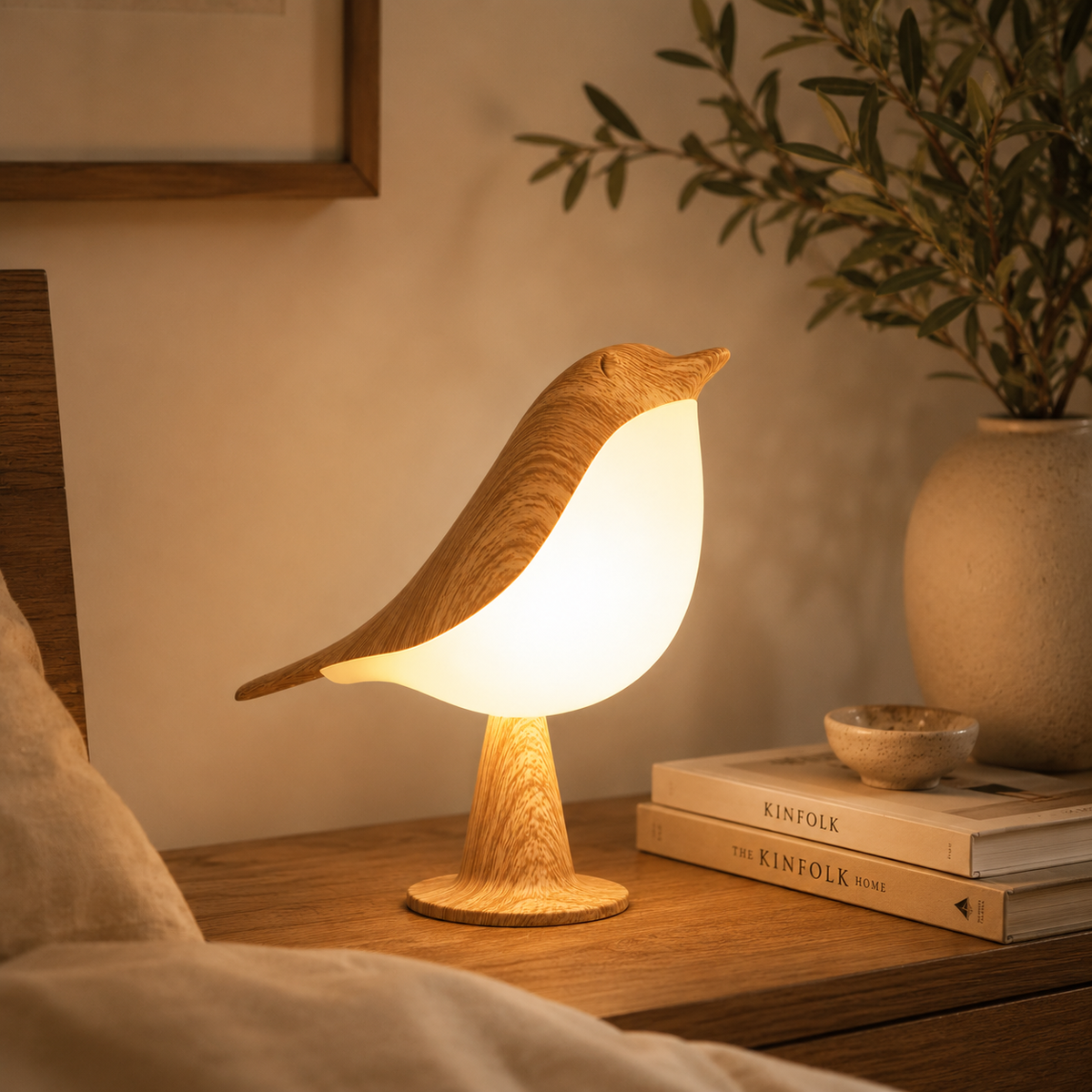 Nordic Bird LED Table Lamp – Rechargeable Dimmable Bedside Night Light for Bedroom, Nursery, Living Room & Office