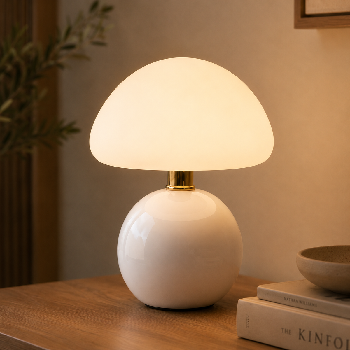 Modern Mushroom Table Lamp – Dimmable LED Bedside Lamp for Bedroom, Desk, Living Room & Office