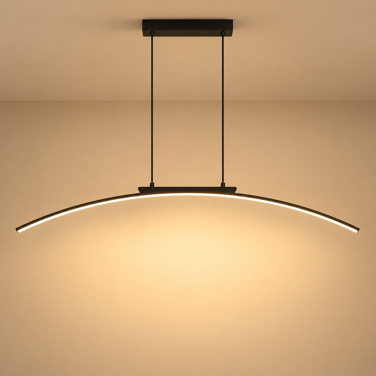 Modern Arc LED Pendant Light Minimalist Curved Chandelier – Dimmable Hanging Ceiling Fixture for Dining Room, Kitchen & Office