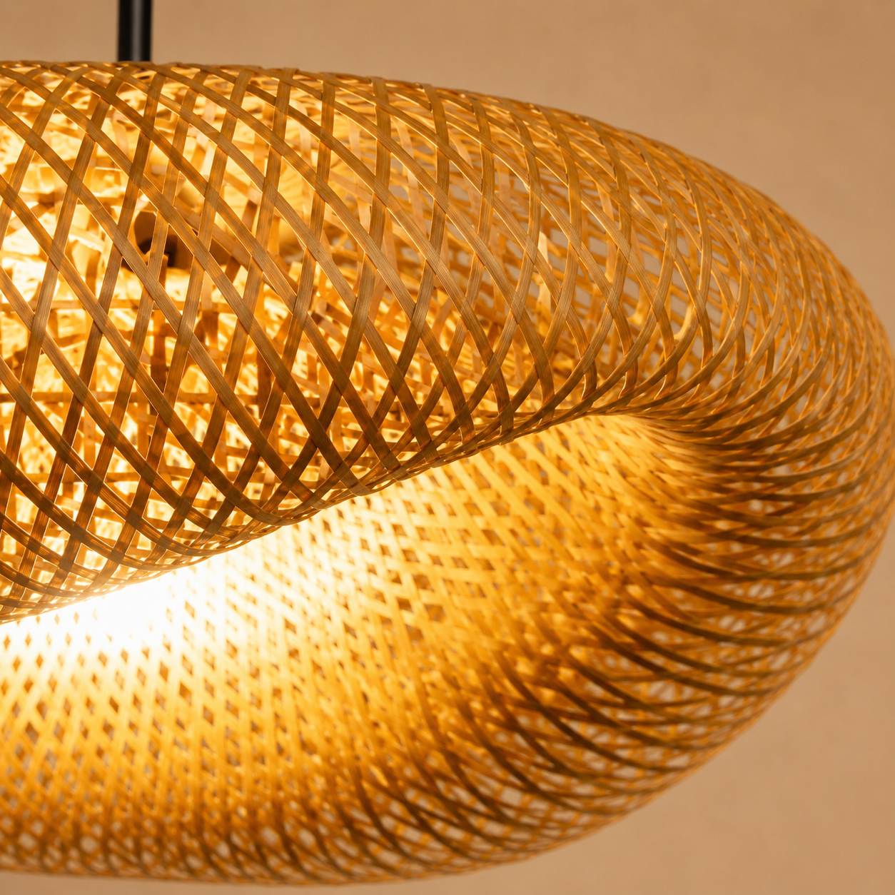 Bohemian Woven Rattan Pendant Light – Handcrafted Bamboo Ceiling Fixture for Dining Room, Living Room & Kitchen Island