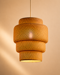 Bohemian Tiered Rattan Pendant Light – Handwoven Bamboo Chandelier for Dining Room, Kitchen Island & Living Room
