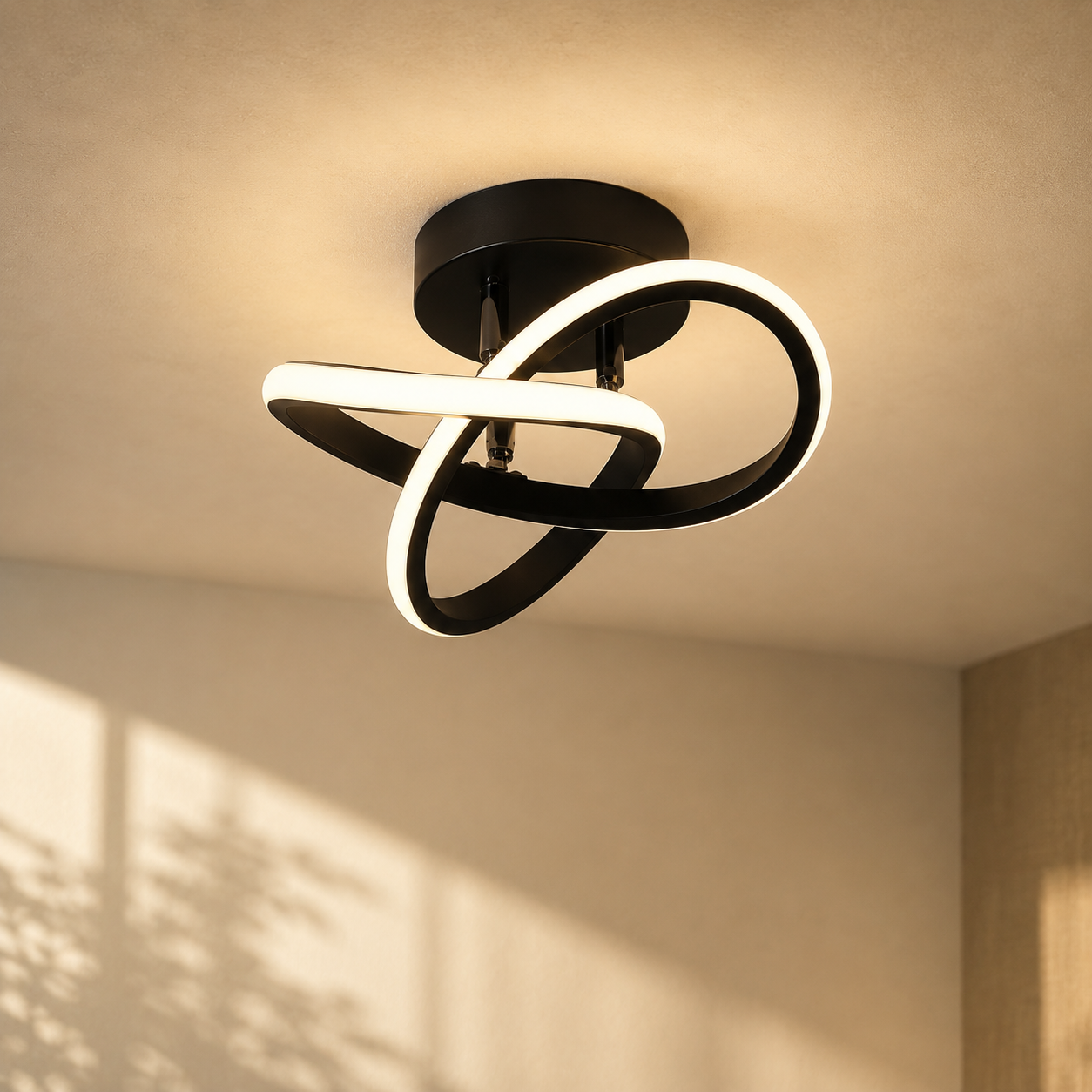 Modern Clover Knot Semi Flush Mount Ceiling Light – LED Ceiling Fixture Chandelier for Entryway, Hallway, Bedroom & Living Room