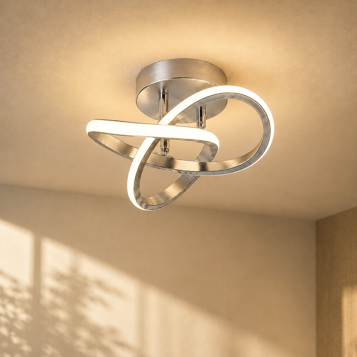 Modern Clover Knot Semi Flush Mount Ceiling Light – LED Ceiling Fixture Chandelier for Entryway, Hallway, Bedroom & Living Room