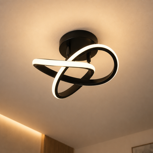 Modern Clover Knot Semi Flush Mount Ceiling Light – LED Ceiling Fixture Chandelier for Entryway, Hallway, Bedroom & Living Room