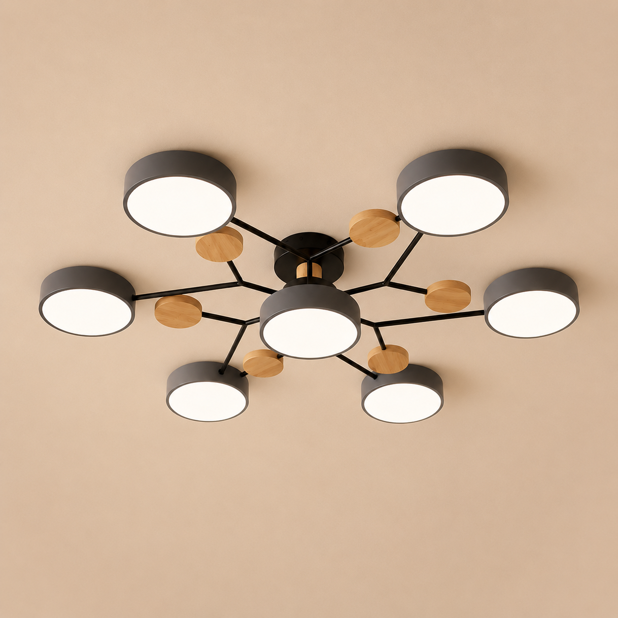 Modern Sputnik Multi-Head Flush Mount Chandelier – LED Ceiling Light for Living Room, Bedroom & Study