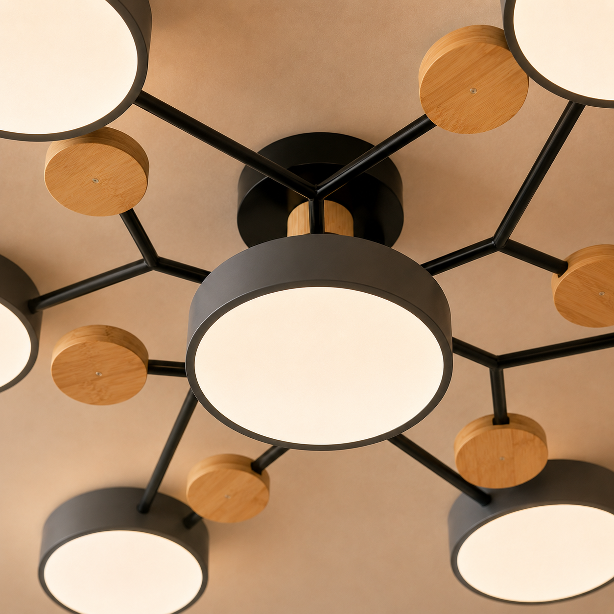 Modern Sputnik Multi-Head Flush Mount Chandelier – LED Ceiling Light for Living Room, Bedroom & Study