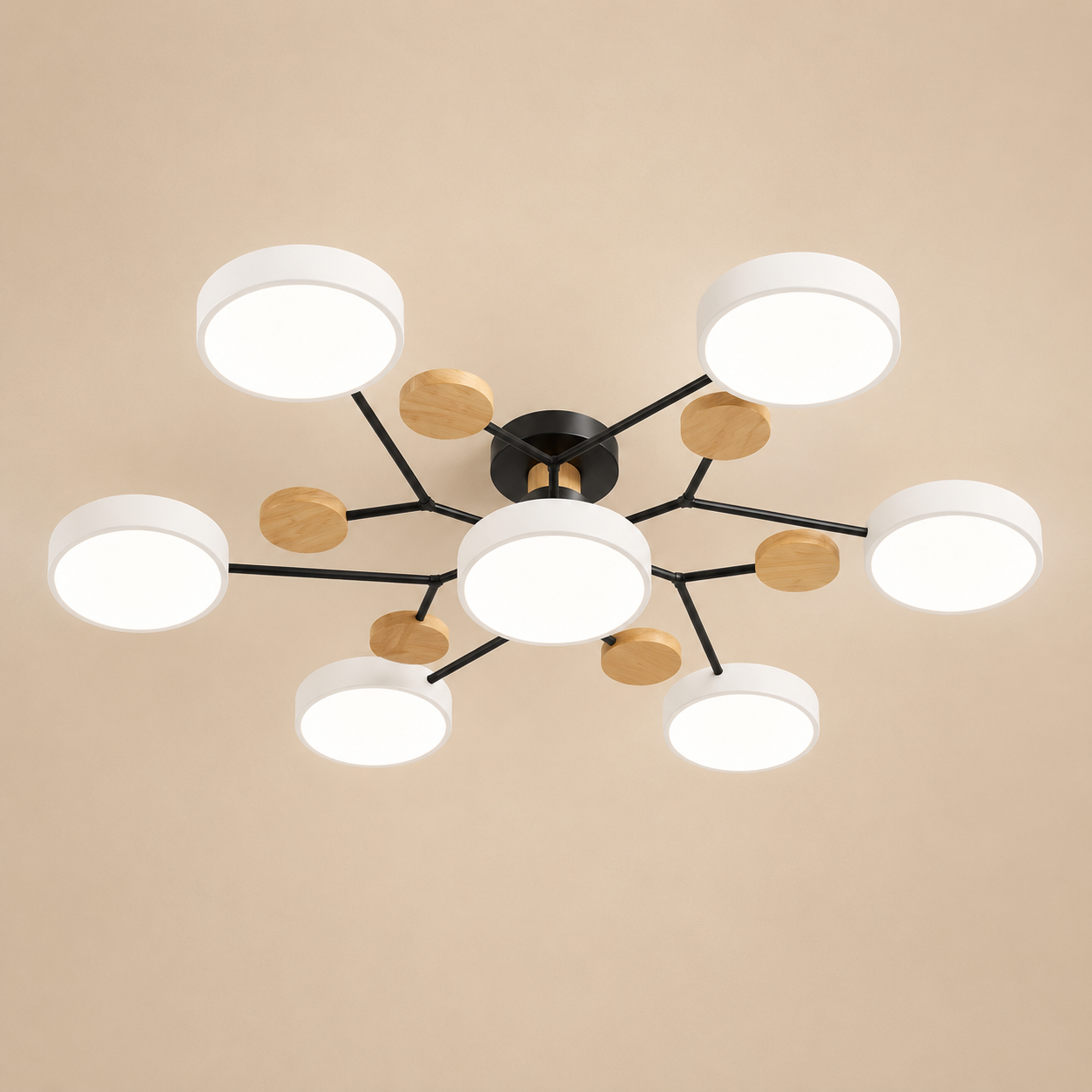 Modern Sputnik Multi-Head Flush Mount Chandelier – LED Ceiling Light for Living Room, Bedroom & Study