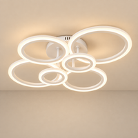 Modern Multi-Ring LED Flush Mount Chandelier – Dimmable Ceiling Light for Living Room, Bedroom & Dining Room