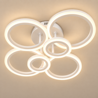 Modern Multi-Ring LED Flush Mount Chandelier – Dimmable Ceiling Light for Living Room, Bedroom & Dining Room