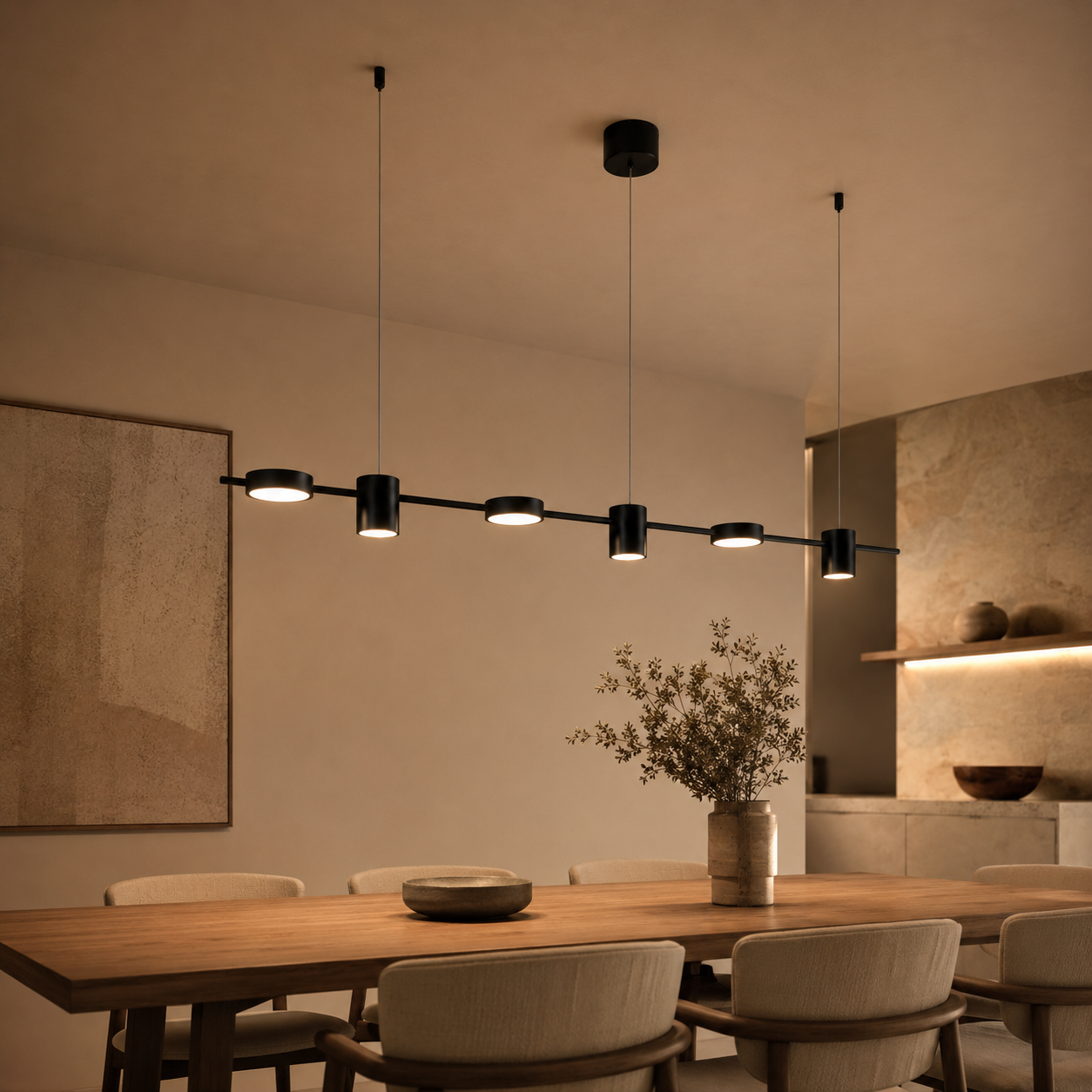 Modern Linear Bar Chandelier – Dimmable Multi-Light LED Ceiling Fixture for Dining Room, Kitchen Island & Living Room