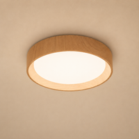 Modern Nordic Round Wood Grain Flush Mount Ceiling Light – LED Ceiling Fixture for Hallway, Bedroom, Kitchen & Entryway