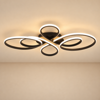 Modern Clover Loop Semi Flush Mount Ceiling Light – Dimmable LED Chandelier for Living Room, Dining Room & Bedroom