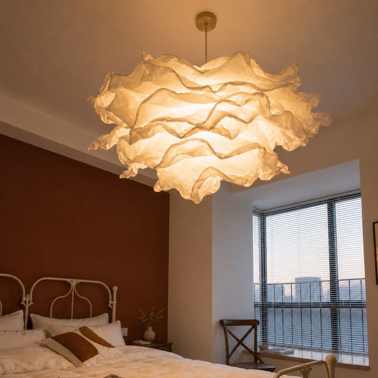 Modern Cloud Paper Pendant Chandelier – Sculpted Hanging Ceiling Light for Living Room, Dining Room & Bedroom