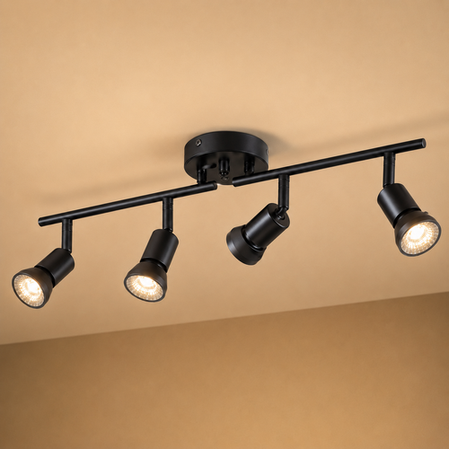 Modern 6-Head Adjustable Track Ceiling Light – Directional Spotlight Fixture for Living Room, Kitchen & Dining Room