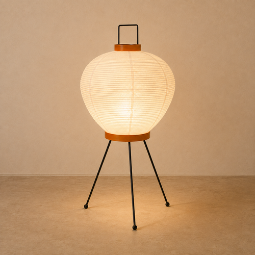Japanese Wabi-Sabi Noguchi Rice Paper Floor Lamp – Akari Lantern Standing Light for Living Room, Bedroom & Foyer
