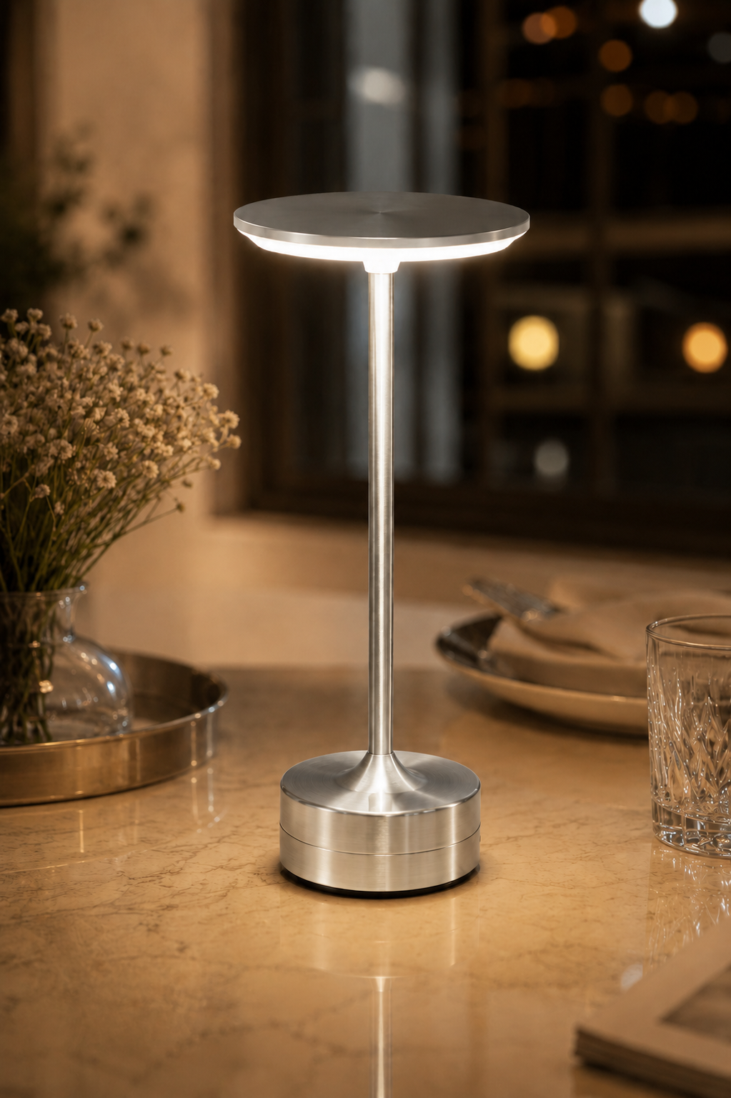 Rechargeable Cordless Table Lamp – Dimmable LED Bedside Lamp for Bedroom, Restaurant & Bar