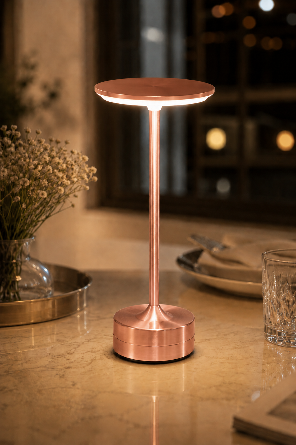 Rechargeable Cordless Table Lamp – Dimmable LED Bedside Lamp for Bedroom, Restaurant & Bar
