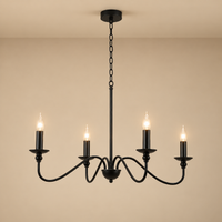 Farmhouse Candelabra Chandelier – 6-Arm Ceiling Fixture for Dining Room, Living Room & Entryway