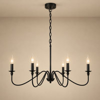 Farmhouse Candelabra Chandelier – 6-Arm Ceiling Fixture for Dining Room, Living Room & Entryway