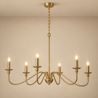 Farmhouse Candelabra Chandelier – 6-Arm Ceiling Fixture for Dining Room, Living Room & Entryway