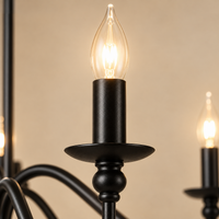 Farmhouse Candelabra Chandelier – 6-Arm Ceiling Fixture for Dining Room, Living Room & Entryway