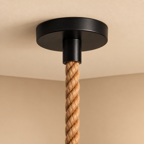 Industrial Hemp Rope Drum Pendant Chandelier – Rustic Hanging Ceiling Light for Dining Room, Kitchen & Bar