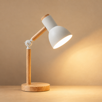 Nordic Adjustable Wood & Green Table Lamp – Eye-Care LED Desk Light for Bedroom, Study & Bedside