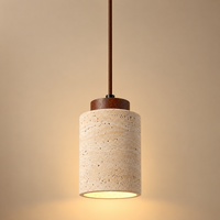 Wabi-Sabi Travertine Stone Pendant Chandelier – Minimalist Hanging Ceiling Light for Bedroom, Dining Room & Bar