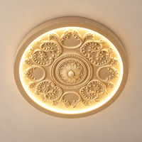 French Style Carved Medallion Flush Mount Ceiling Light – LED Ceiling Fixture for Bedroom, Study & Living Room