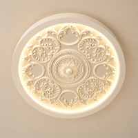 French Style Carved Medallion Flush Mount Ceiling Light – LED Ceiling Fixture for Bedroom, Study & Living Room