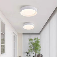 Modern Nordic Round Wood Grain Flush Mount Ceiling Light – LED Ceiling Fixture for Hallway, Bedroom, Kitchen & Entryway