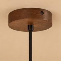 Japanese Wabi-Sabi Travertine & Walnut Wood Pendant Chandelier – LED Hanging Ceiling Light for Dining Room, Bedroom & Bar