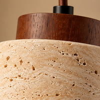 Wabi-Sabi Travertine Stone Pendant Chandelier – Minimalist Hanging Ceiling Light for Bedroom, Dining Room & Bar